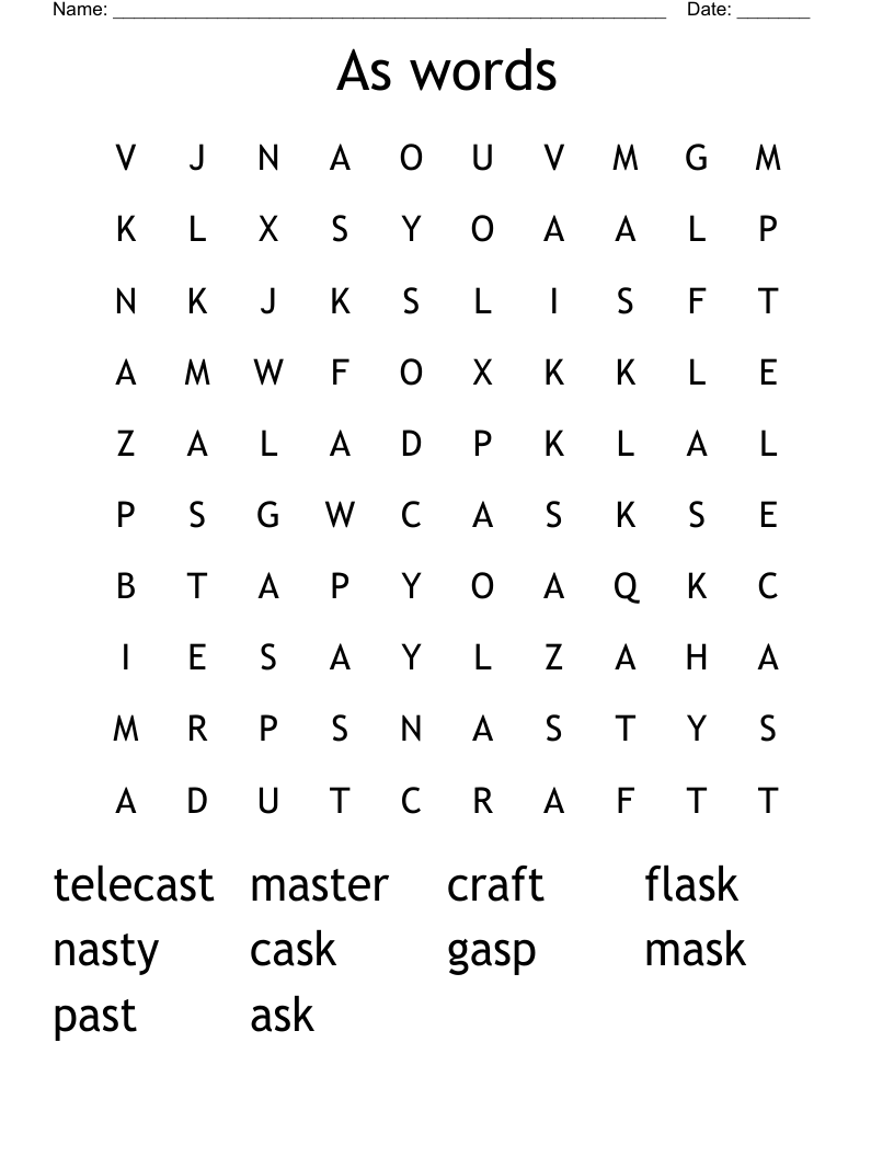 As words Word Search WordMint