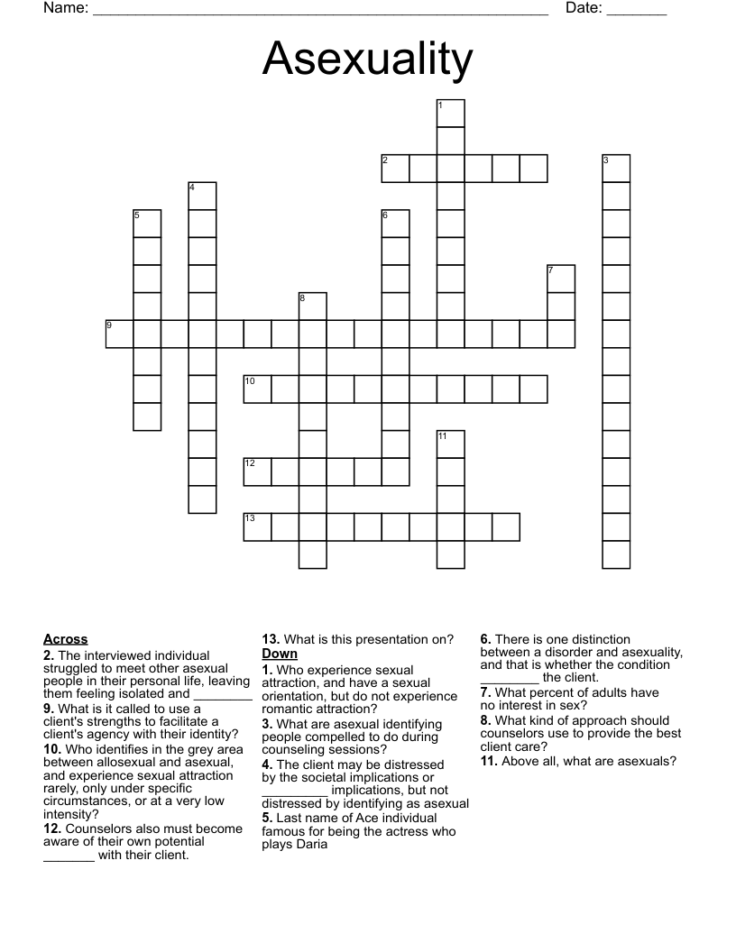 Asexuality Crossword - WordMint