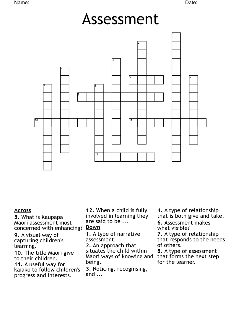 Assessment Crossword WordMint