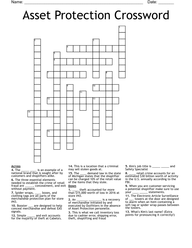 Asset Protection Crossword WordMint