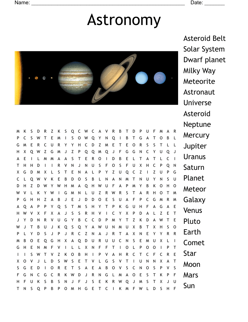 General Astronomy Science Word Puzzle