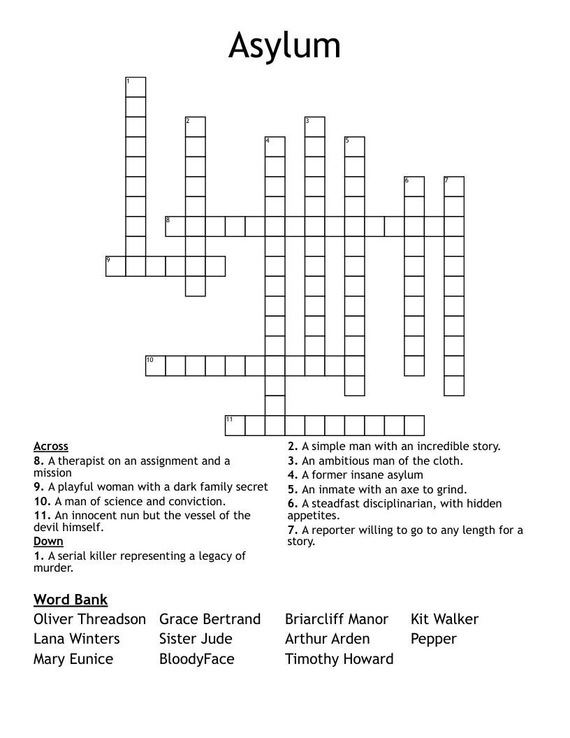 Asylum Crossword WordMint