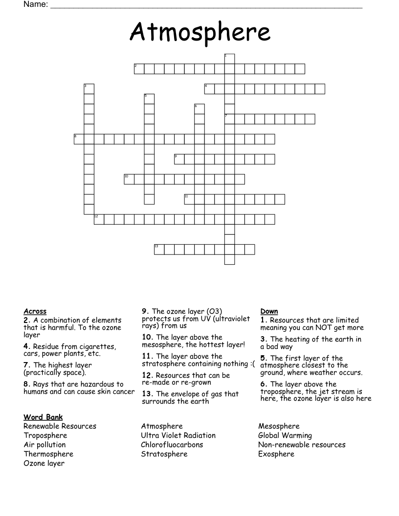 Atmosphere Crossword WordMint