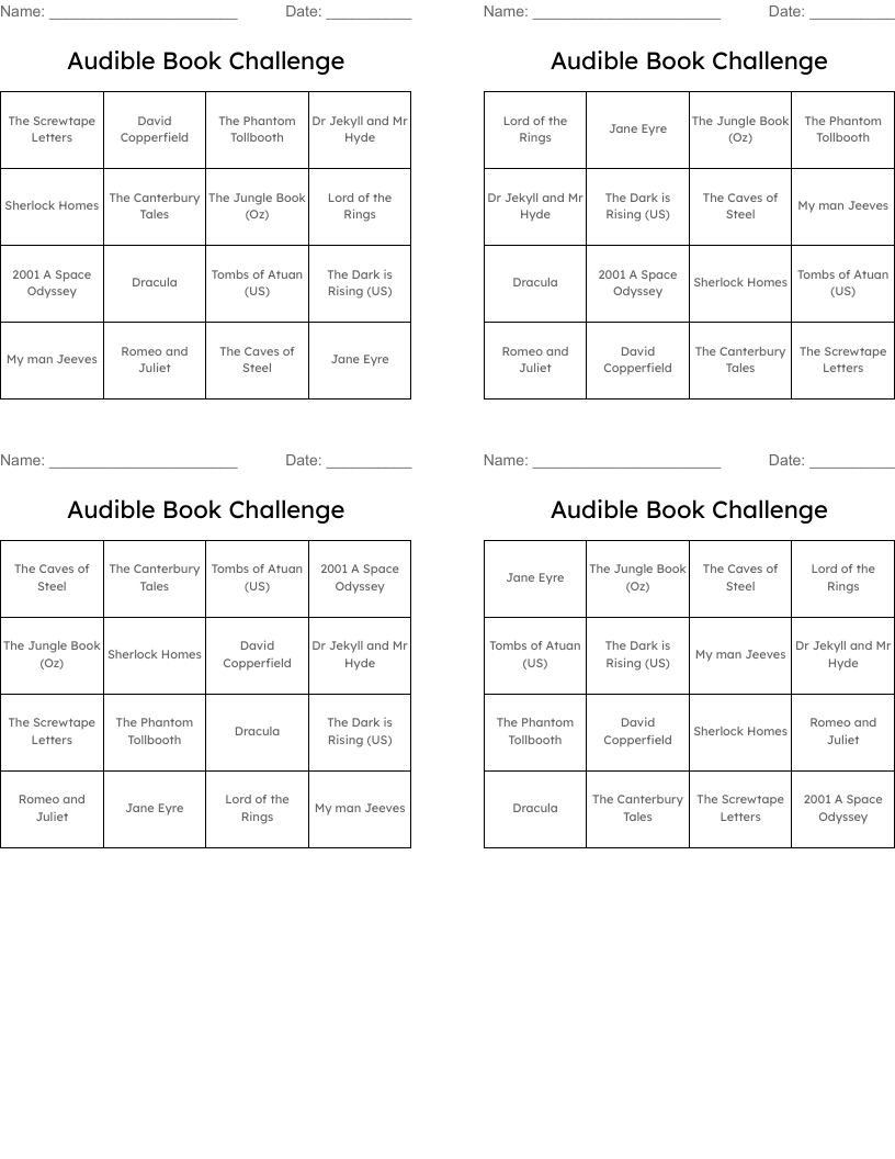 Books & Literature Crosswords, Word Searches, Bingo Cards WordMint
