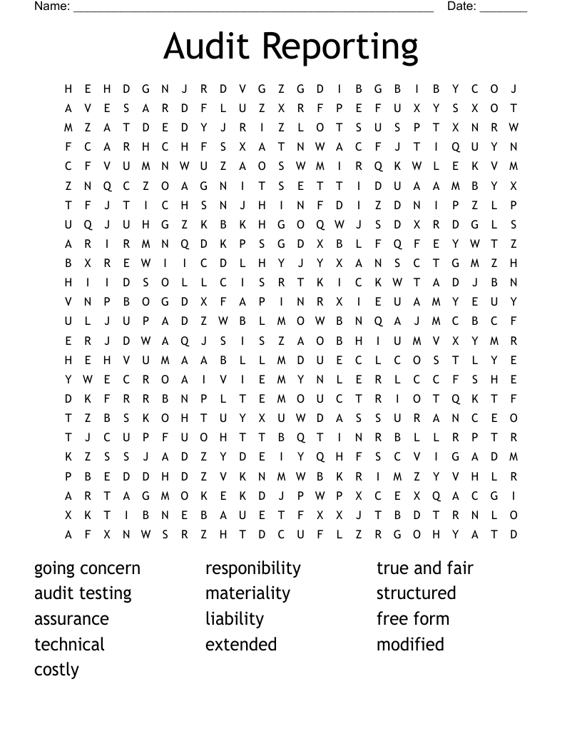 Audit Reporting Word Search WordMint