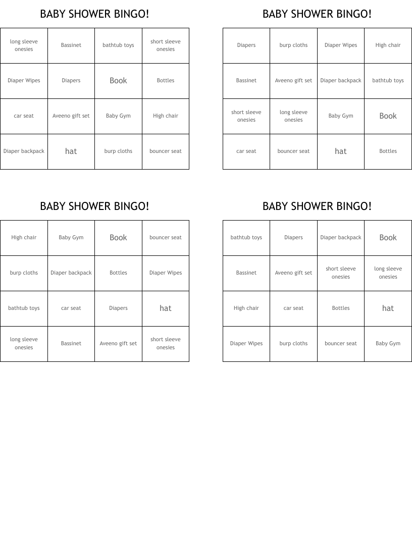 BABY SHOWER BINGO! WordMint