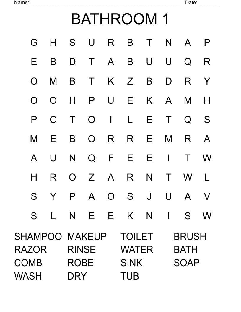 BATHROOM 1 Word Search WordMint