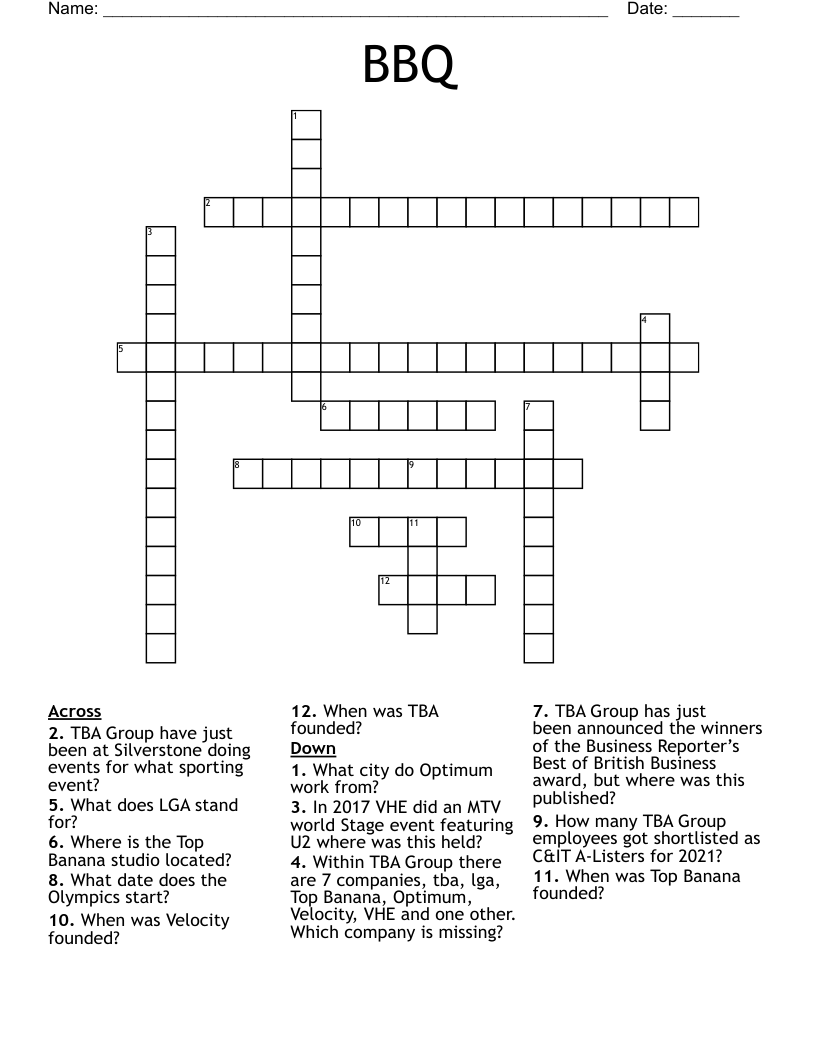 BBQ Crossword WordMint