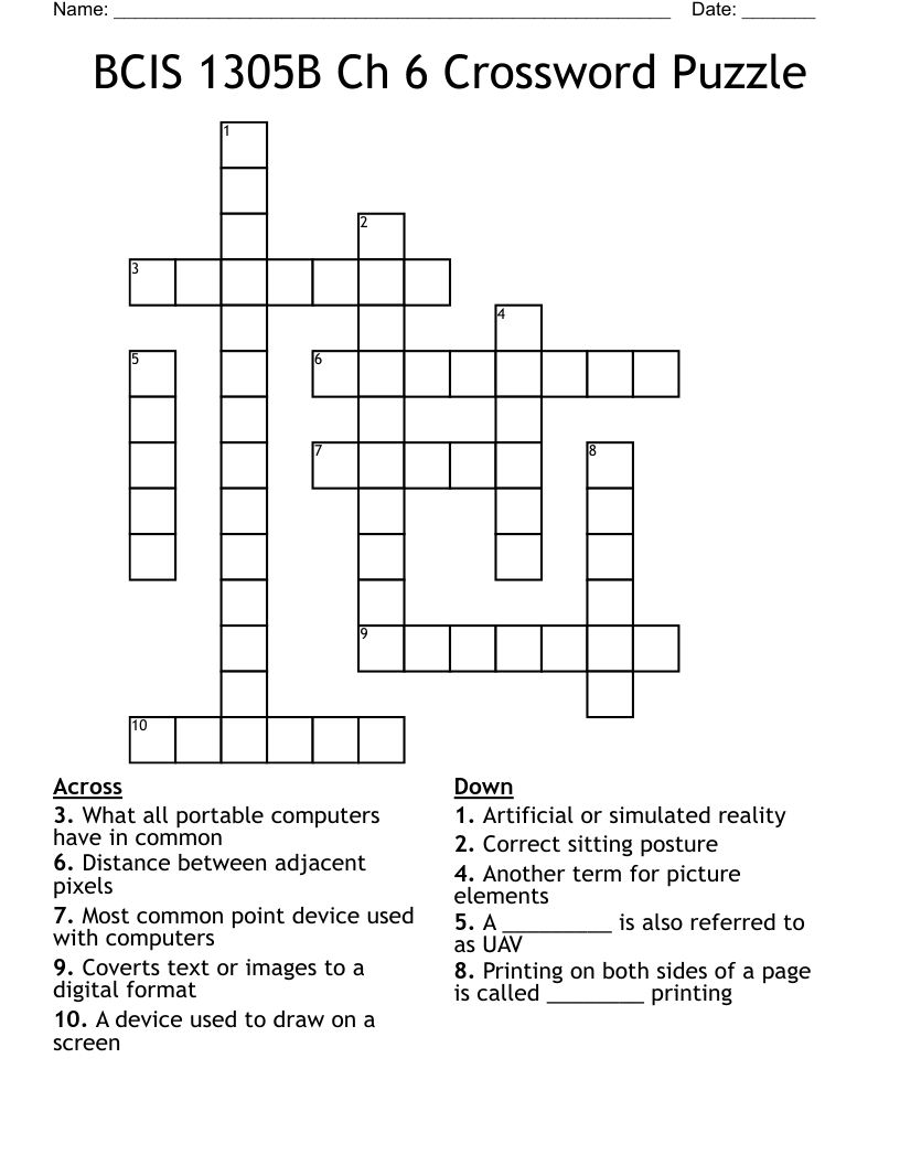 BCIS 1305B Ch 6 Crossword Puzzle WordMint