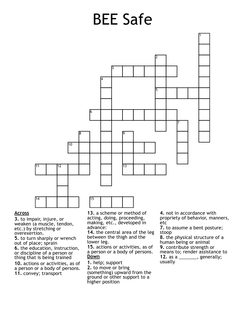 BEE Safe Crossword WordMint