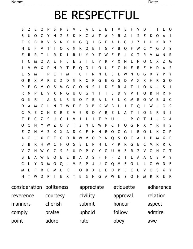 Respect Word Search Puzzle