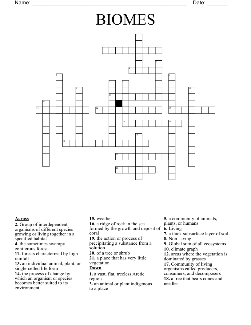 BIOMES Crossword WordMint
