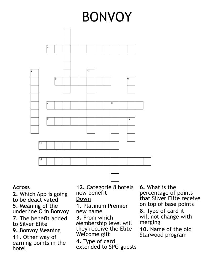 BONVOY Crossword WordMint