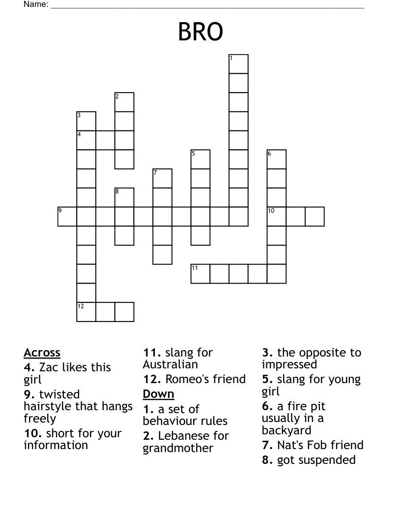 BRO Crossword WordMint