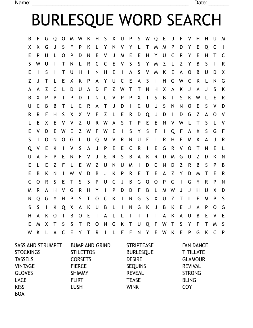 BURLESQUE WORD SEARCH WordMint