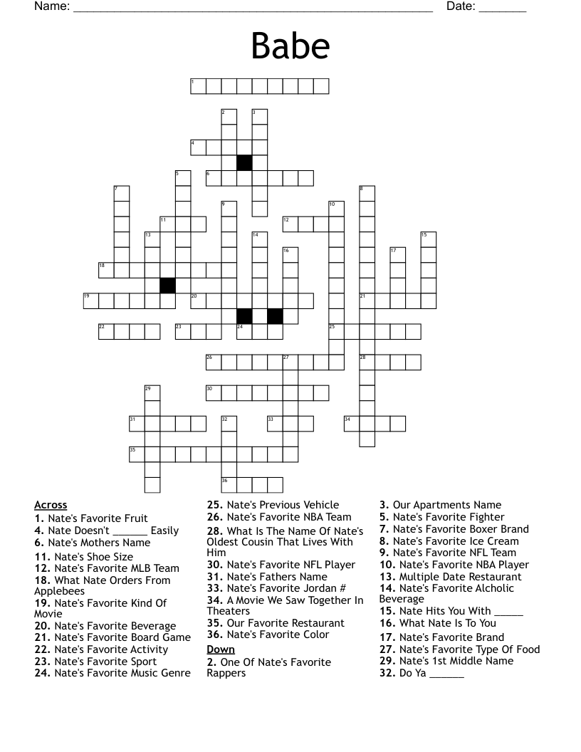 Babe Crossword WordMint