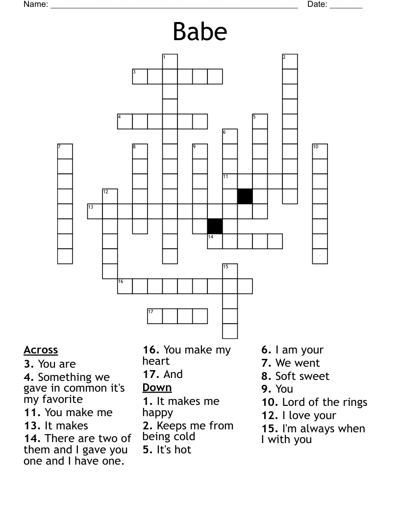 Babe Crossword WordMint