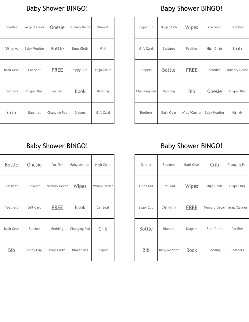 Baby Shower BINGO! WordMint