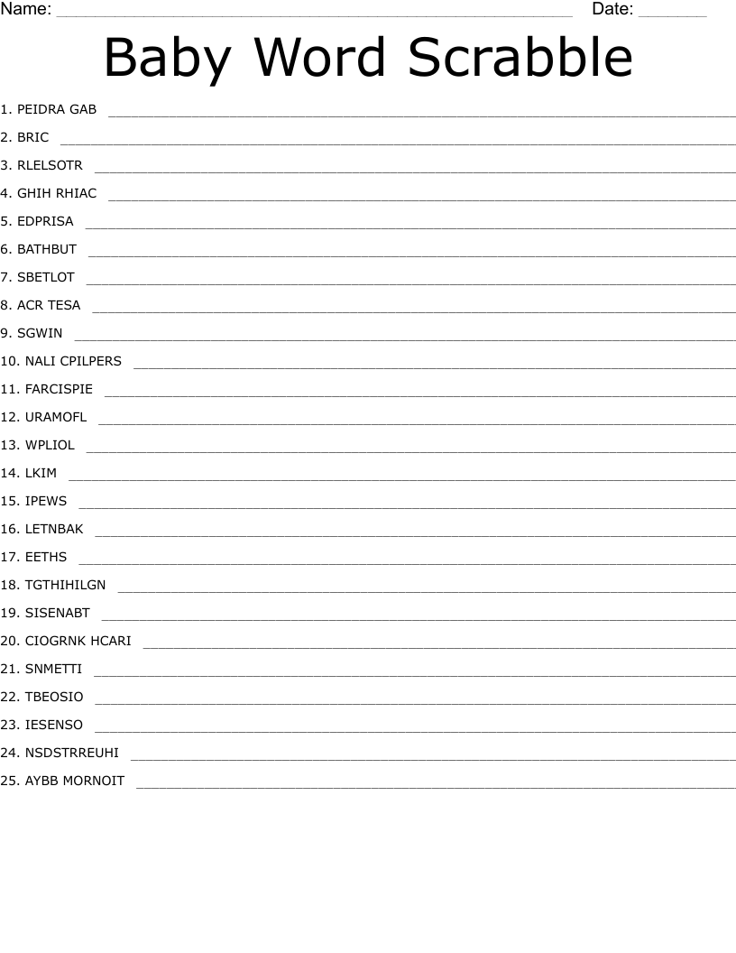 Baby Word Scrabble Word Scramble WordMint