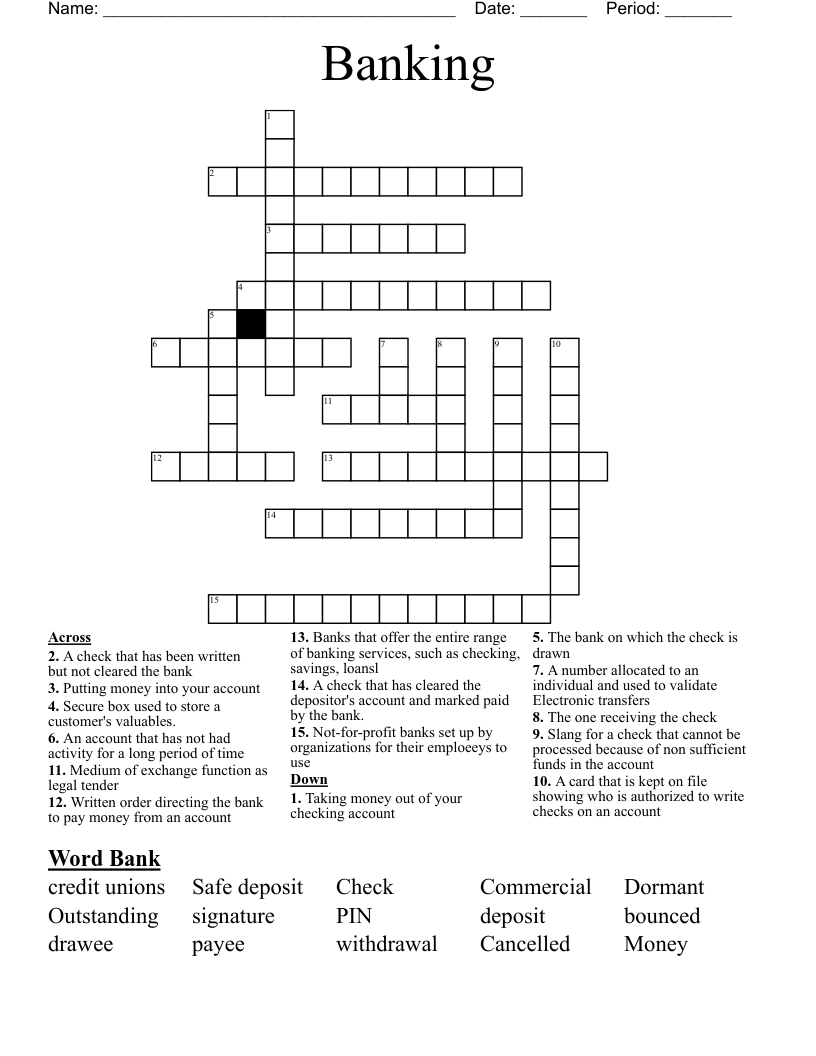 Banking Crossword WordMint