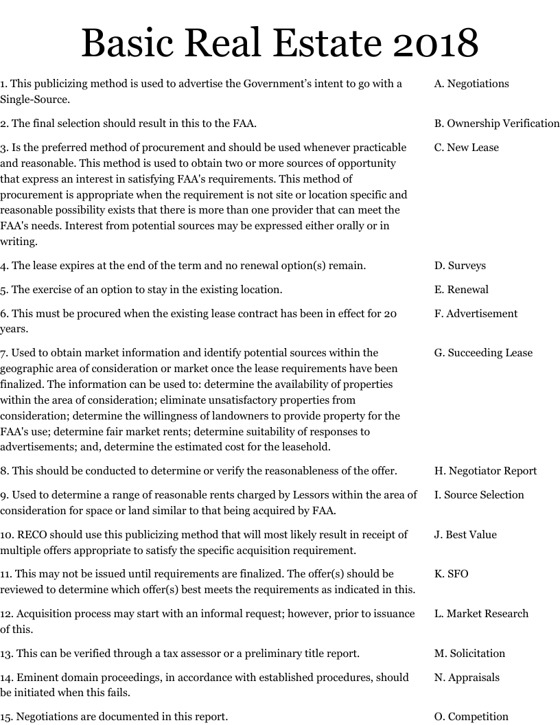 Basic Real Estate 2018 Worksheet WordMint