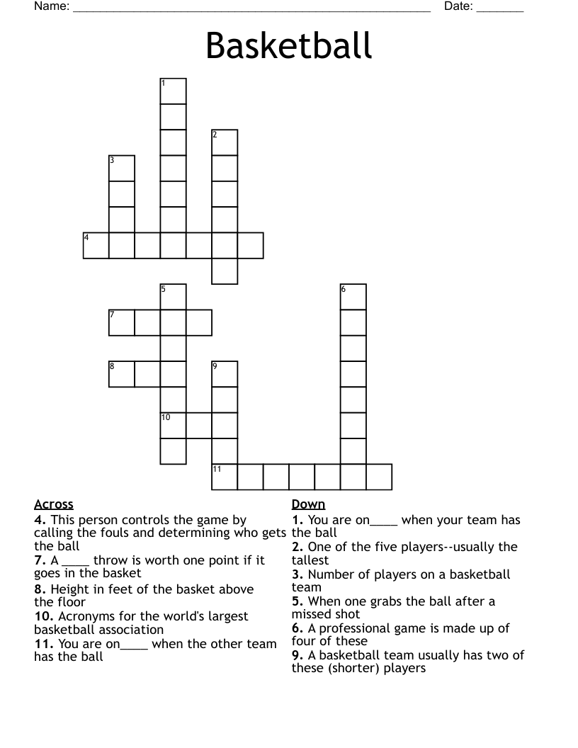 Basketball Crossword WordMint