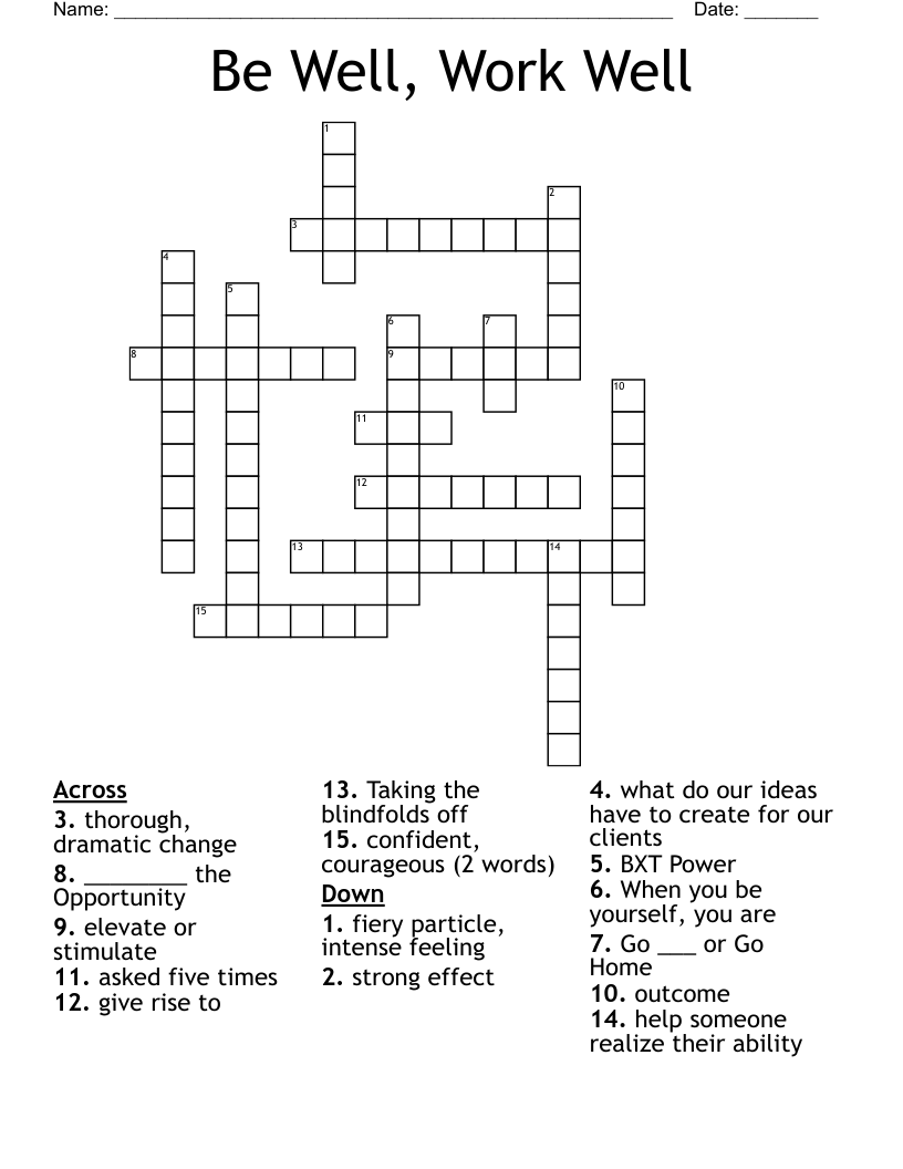 Be Well, Work Well Crossword WordMint