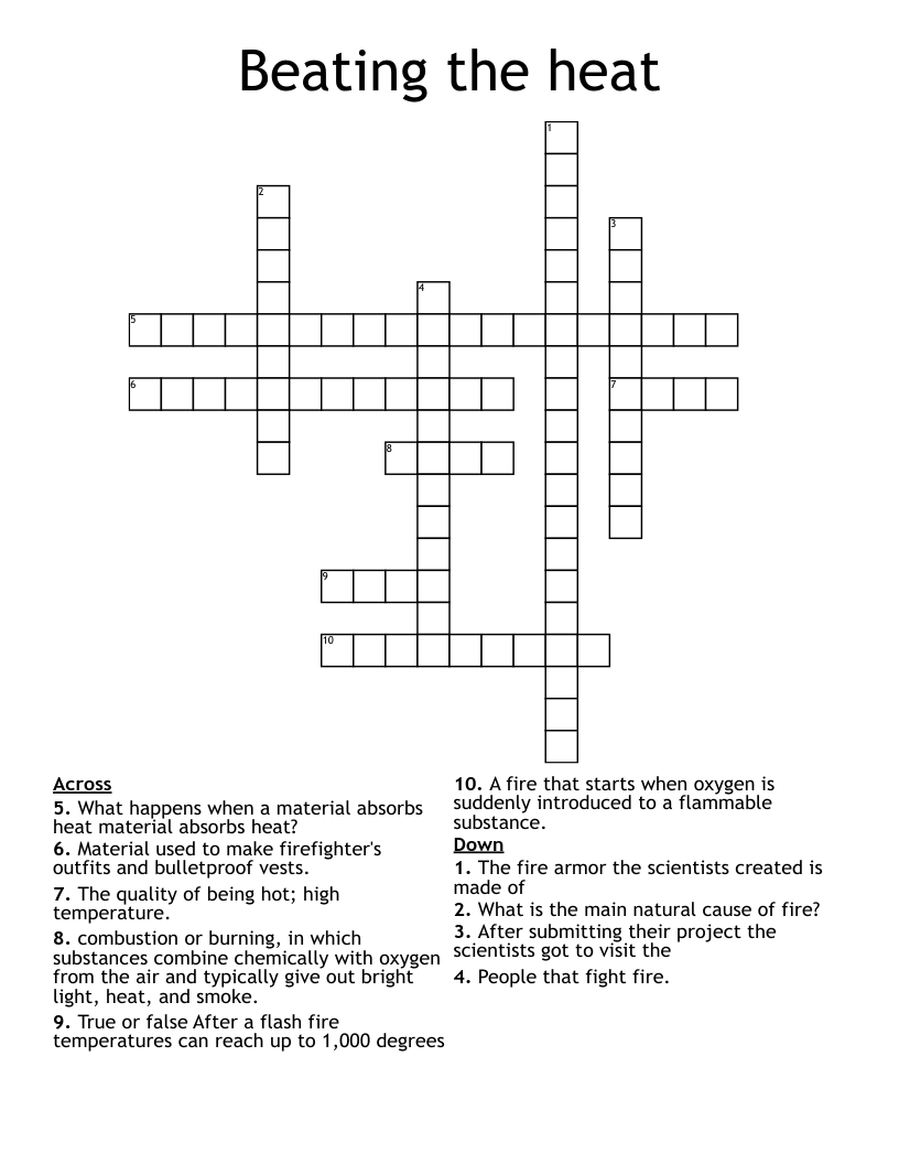 Beating the heat Crossword WordMint