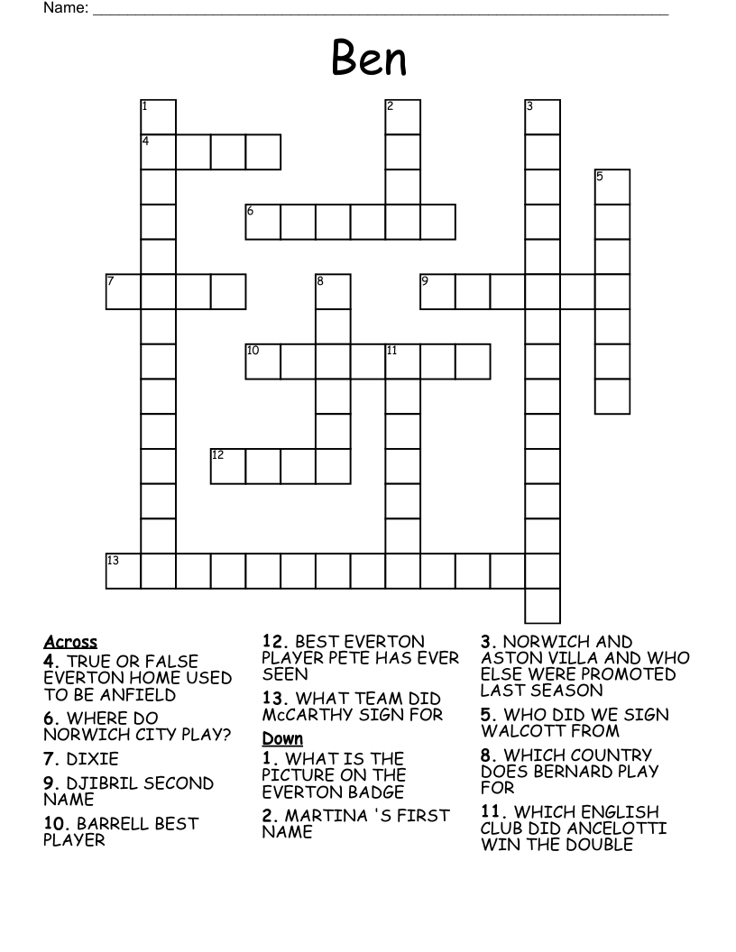 Ben Crossword WordMint