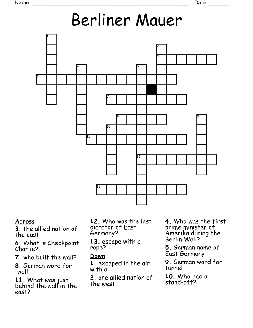 Berliner Mauer Crossword WordMint