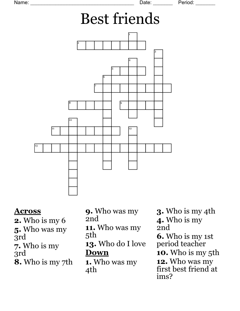 Best friends Crossword WordMint