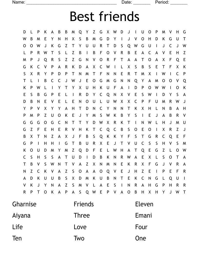 Best friends Word Search WordMint