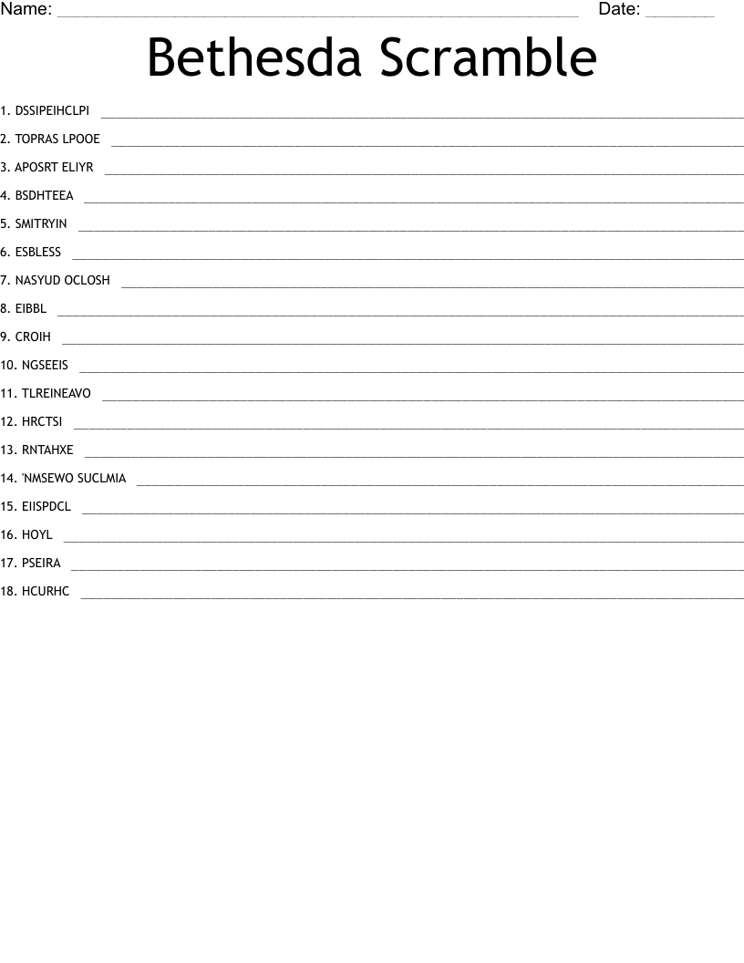 Bethesda Scramble WordMint