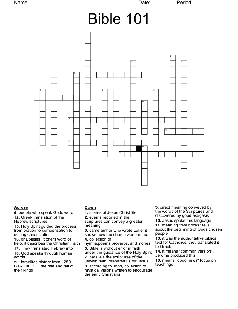 Bible Terms Crossword WordMint