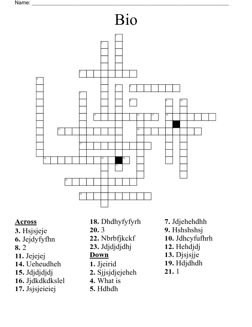 Bio Crossword WordMint