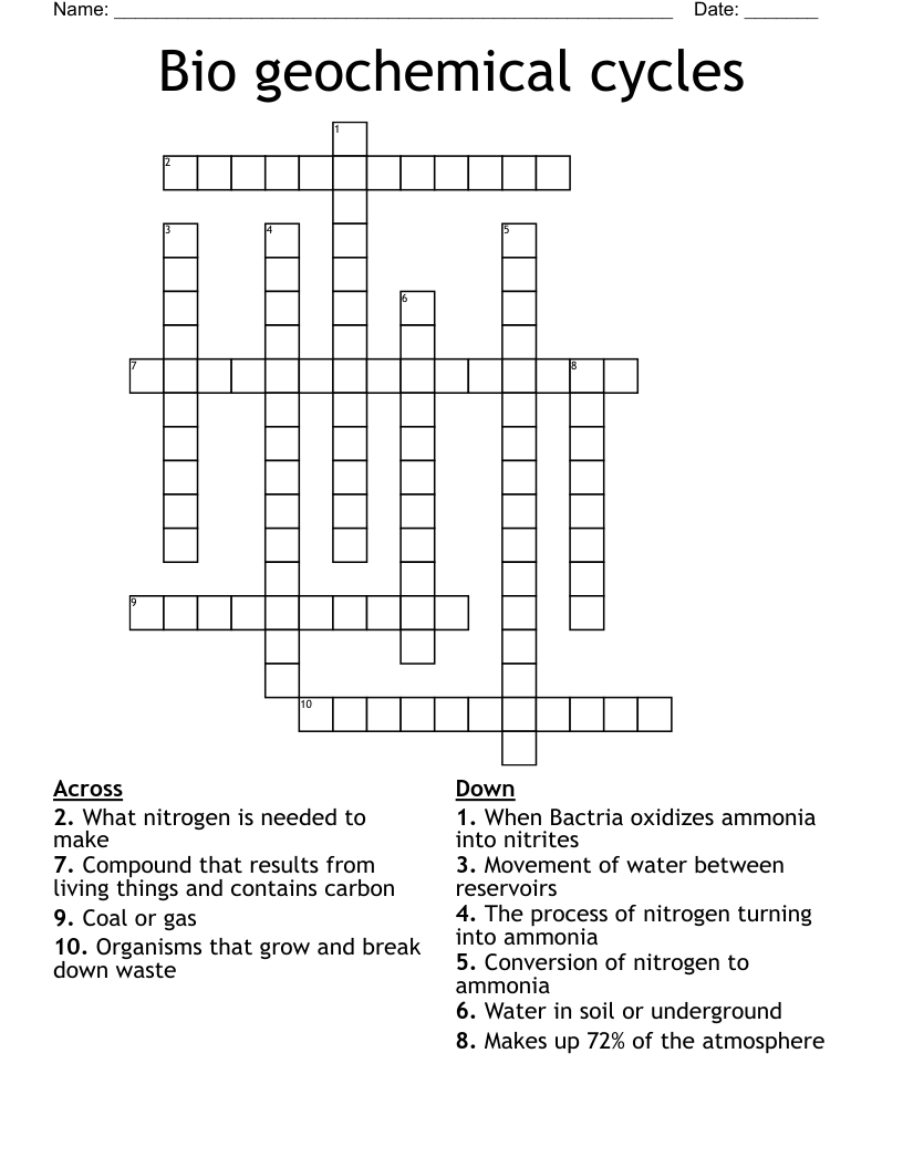 Nitrogen Cycle Word Search WordMint
