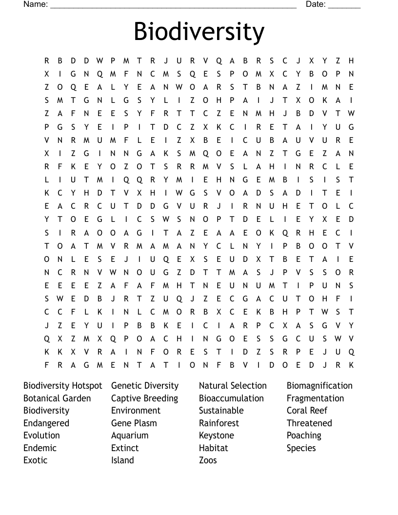 Biodiversity and Conservation Crossword WordMint