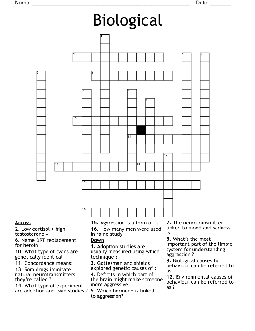 Biological Crossword WordMint