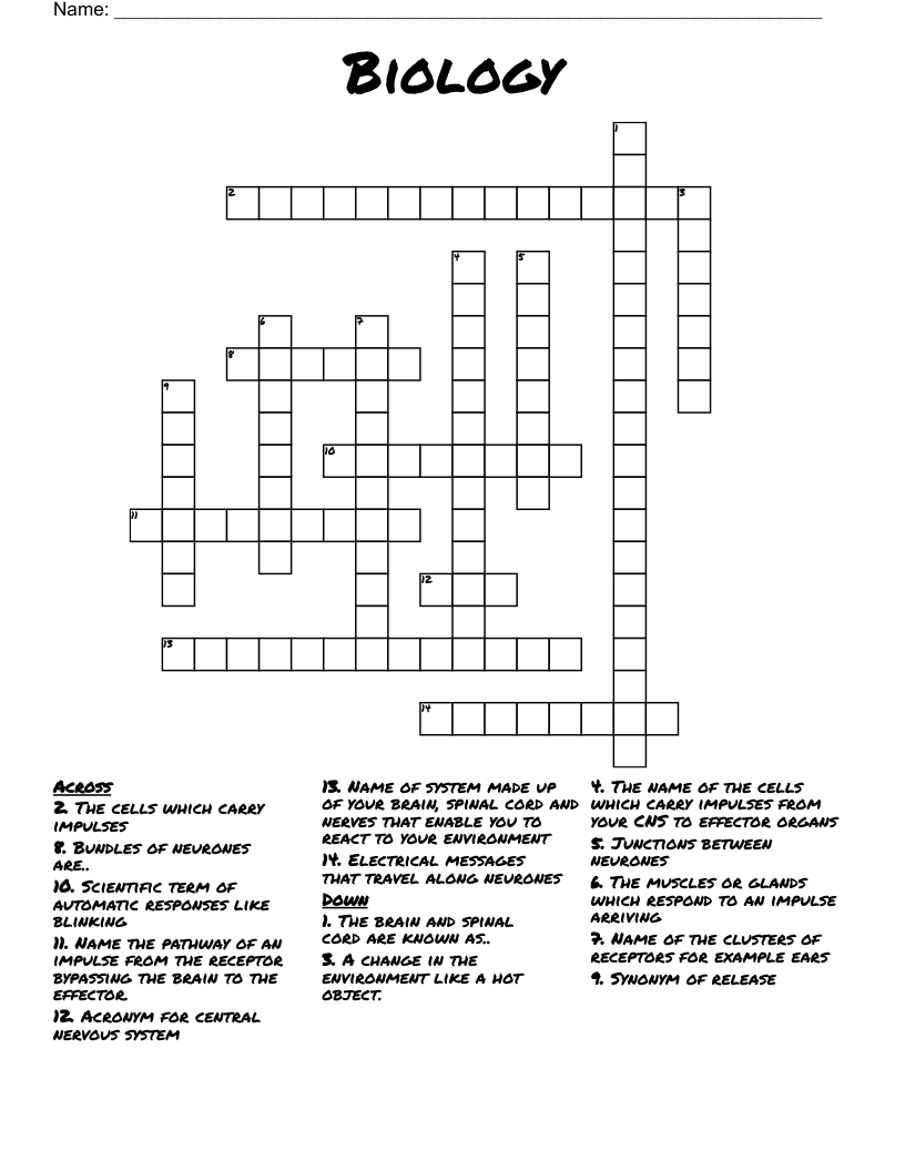 Biology Crossword WordMint