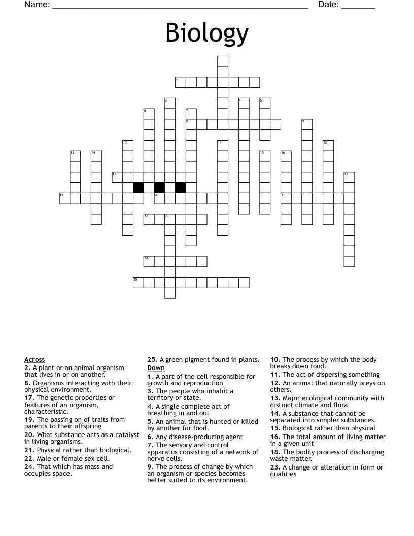 Biology Crossword WordMint