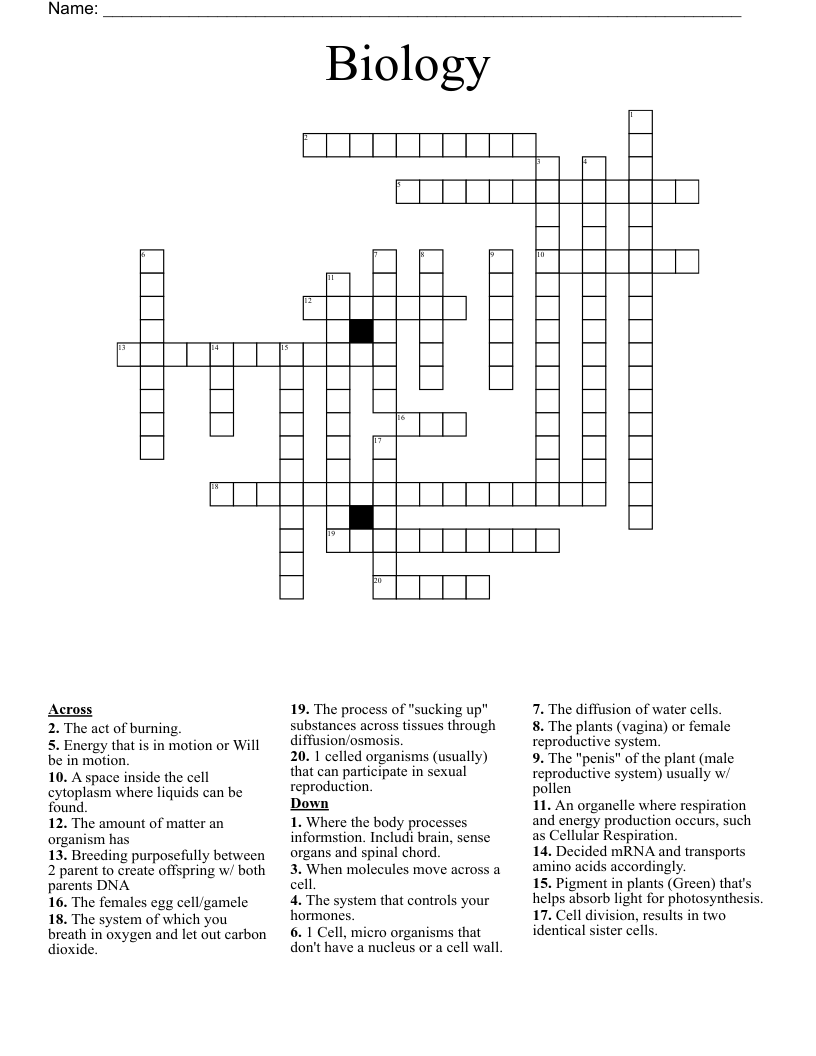 Biology Crossword WordMint