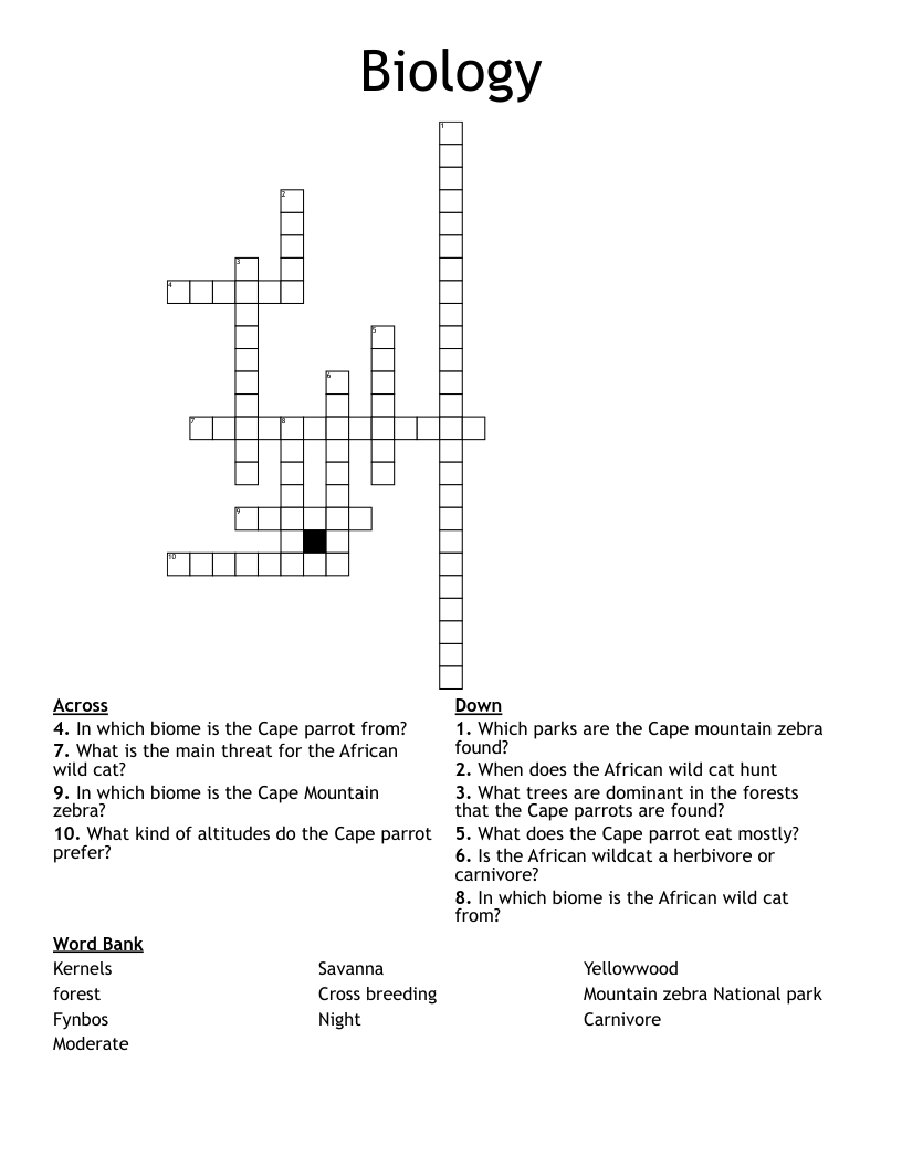 Biology Crossword WordMint