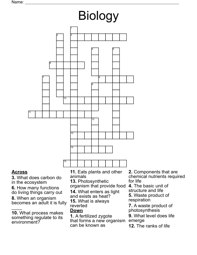 Biology Crossword WordMint