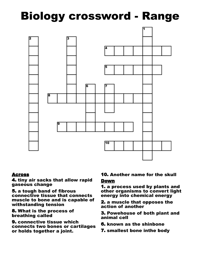 Biology crossword Range WordMint