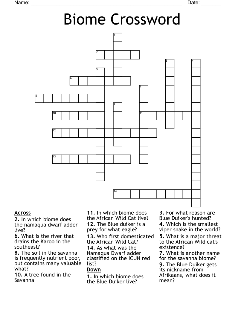 Similar to Biome Crossword WordMint