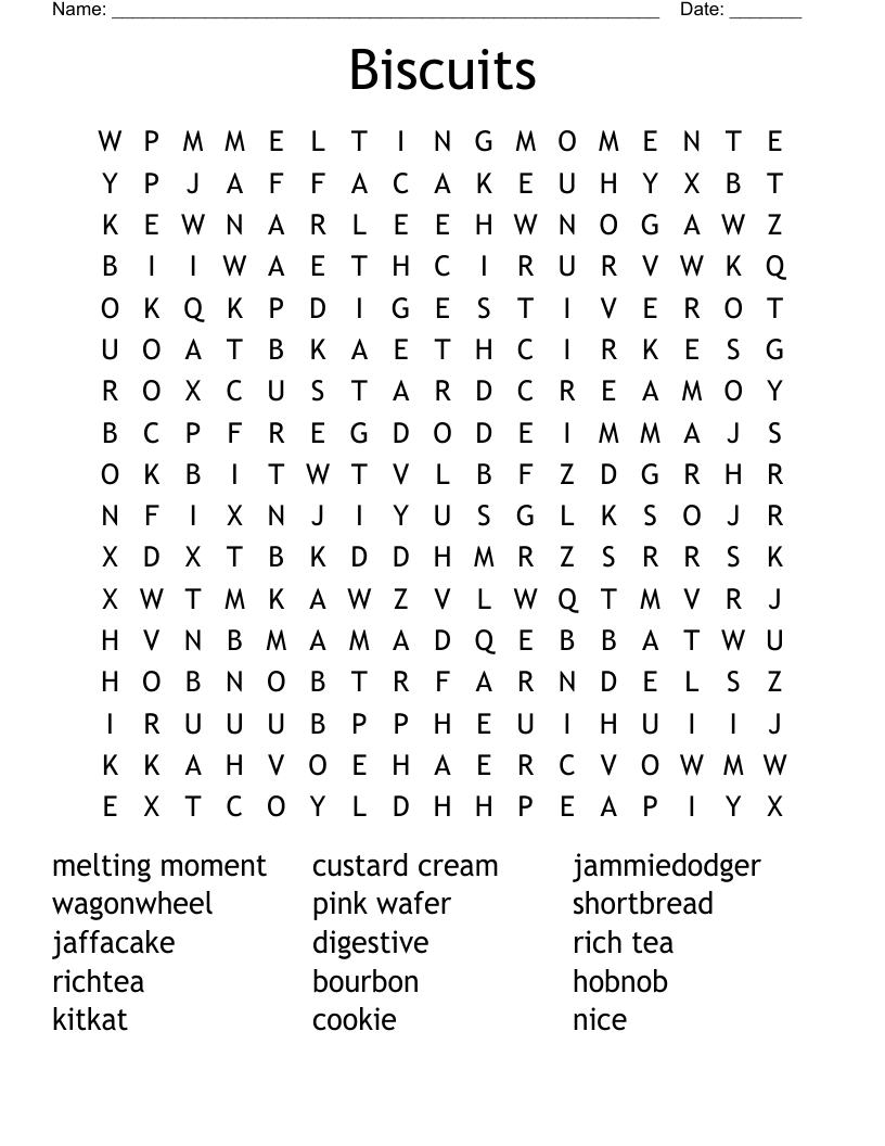 Biscuits Word Search WordMint