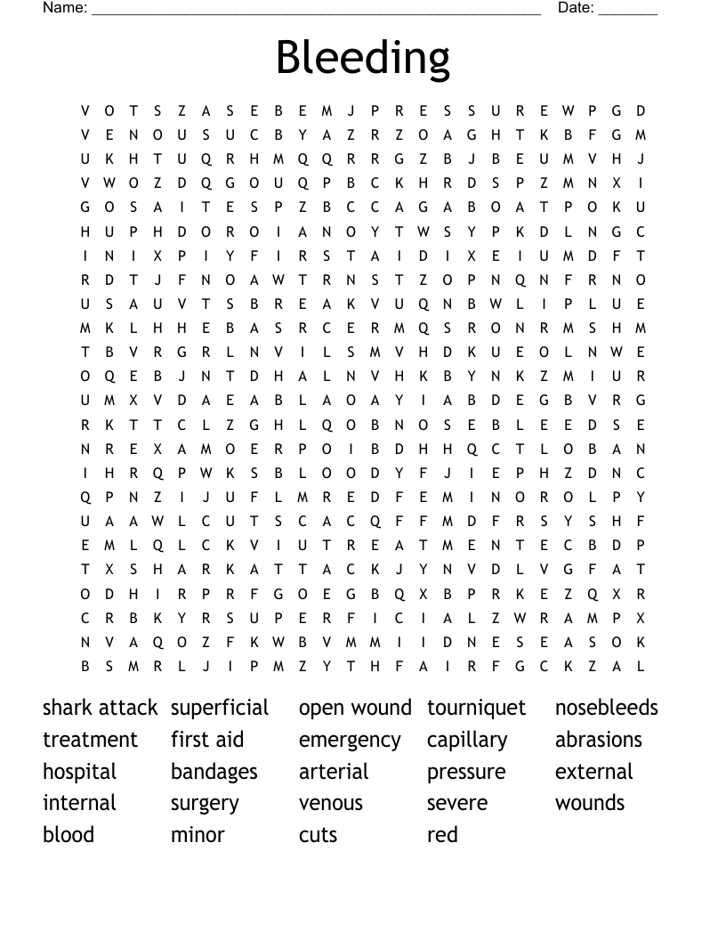Bleeding Word Search WordMint