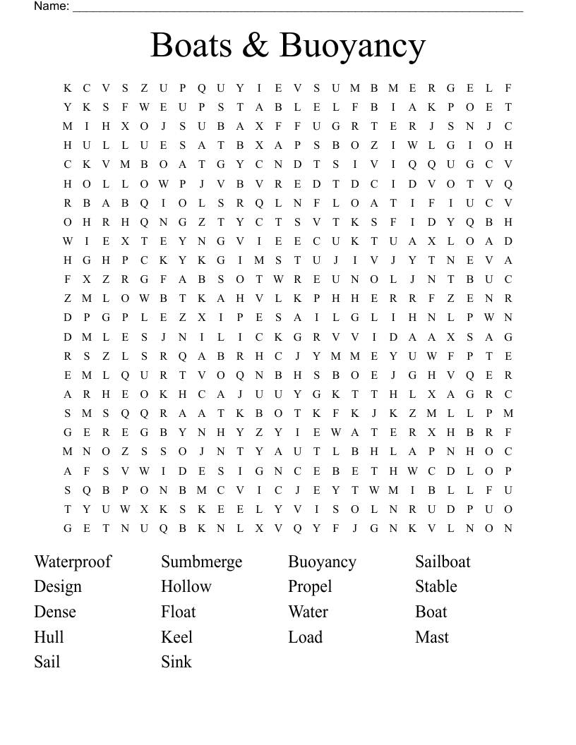 Boating Crosswords, Word Searches, Bingo Cards WordMint