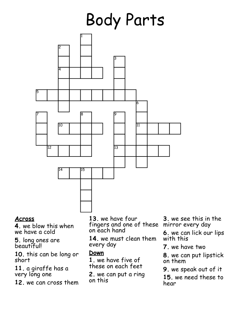 Body Parts Crossword WordMint