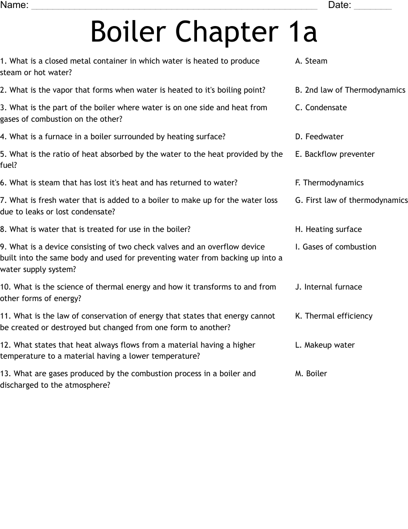 Boiler Chapter 1a Worksheet WordMint